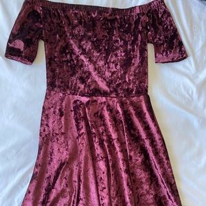 Velvet off the shoulder flare dress